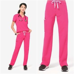 FIGS Hot Pink Catarina and Kade Scrubs Set